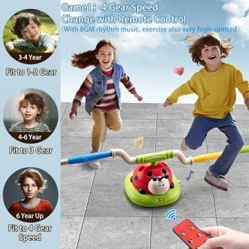 Powza 3 in 1 Musical Jump, Toss Ring Game Toy and Stomping Launch Rocket Launcher for Kids Outdoor Toys with Remote Control, Indoor Outside Toys for Kids Ages 4-8 Toys for Ages 5-7 8-13 Kids Gifts