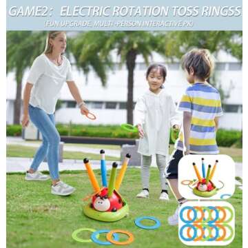 Powza 3 in 1 Musical Jump, Toss Ring Game Toy and Stomping Launch Rocket Launcher for Kids Outdoor Toys with Remote Control, Indoor Outside Toys for Kids Ages 4-8 Toys for Ages 5-7 8-13 Kids Gifts