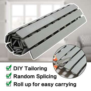 BEMISO Shower Mat Non Slip Bathtub Mat with Suction Cups and Drain Holes 27.5 x15.7 Inch Bath Mat for Tub & Shower.Easy Dry,Easy to Cut,Eco-Friendly