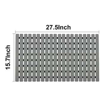 BEMISO Shower Mat Non Slip Bathtub Mat with Suction Cups and Drain Holes 27.5 x15.7 Inch Bath Mat for Tub & Shower.Easy Dry,Easy to Cut,Eco-Friendly