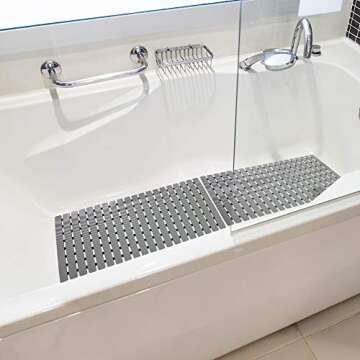 BEMISO Shower Mat Non Slip Bathtub Mat with Suction Cups and Drain Holes 27.5 x15.7 Inch Bath Mat for Tub & Shower.Easy Dry,Easy to Cut,Eco-Friendly