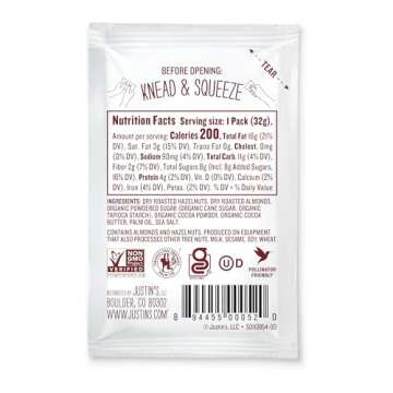 Justin's Chocolate Hazelnut & Almond Butter Squeeze Pack, Organic Cocoa, Gluten-free, Responsibly Sourced, Packaging May Vary, 1.15 Ounce (Pack of 10)