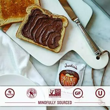 Justin's Chocolate Hazelnut & Almond Butter Squeeze Pack, Organic Cocoa, Gluten-free, Responsibly Sourced, Packaging May Vary, 1.15 Ounce (Pack of 10)