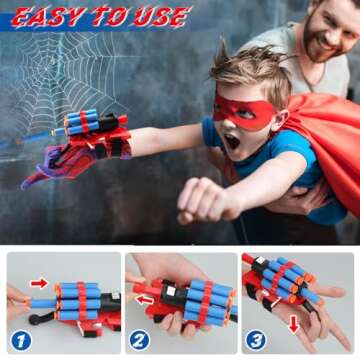 JONEG Web Shooters Toy for Kids 2 Pack, Toy for 3 4 5 6 7 8 Year Old Boy, Web Slinger Boy Toys with Spider Glove Launcher, Toys for Boys 4-6, Birthday Gifts for Boys 6-8