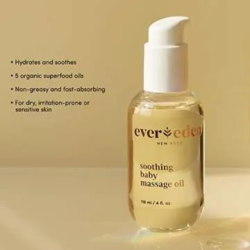 Evereden Soothing Baby Massage Oil 4 fl oz. | Clean Baby Care | Non-toxic and Fragrance Free | Clean Ingredients