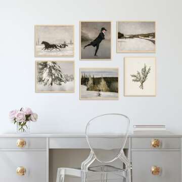 Canssape Vintage Farmhouse Wall Decor French Country Decor 8"x10" Sled Wall Art Prints Aesthetic Bot...