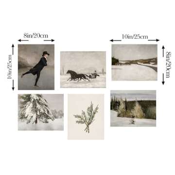 Canssape Vintage Farmhouse Wall Decor French Country Decor 8"x10" Sled Wall Art Prints Aesthetic Botanical Pictures Rustic Snow Winter Posters Wall Decor Set of 6 Gallery Decor(Unframed)