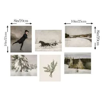 Canssape Vintage Farmhouse Wall Decor French Country Decor 8"x10" Sled Wall Art Prints Aesthetic Botanical Pictures Rustic Snow Winter Posters Wall Decor Set of 6 Gallery Decor(Unframed)
