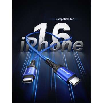 JSAUX 3-Pack USB C to USB C Cable 100W [10ft/6.6ft/3.3ft] Compatible with iPhone 16e 16 15 Pro Max P...