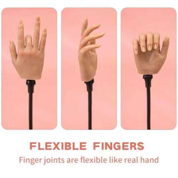 Veikmv Nail Silicone Practice Hand For Acrylic Nails Training Fake Hand Nail Art Practice Tools Hand...