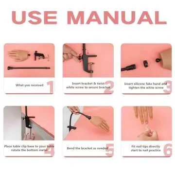Veikmv Nail Silicone Practice Hand For Acrylic Nails Training Fake Hand Nail Art Practice Tools Hand Tattooed Nail Jewelry Showcase Supplies Manicure Beginners suits