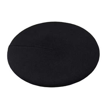French Beret Hat,Reversible Solid Color Cashmere Beret Cap for Womens Girls Lady Adults (Black)…