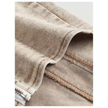 MakeMeChic Women's Denim Top Y2K Sleeveless V Neck Asymmetrical Jean Vest Tops Bustier Crop Tank Tops Khaki Large