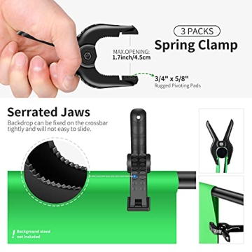 Neewer Green Chromakey Backdrop with 3 Clamps - 9x15 ft