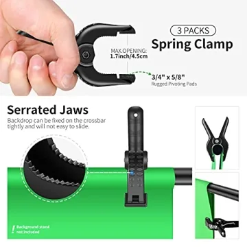 Neewer Green Chromakey Backdrop with 3 Clamps - 9x15 ft