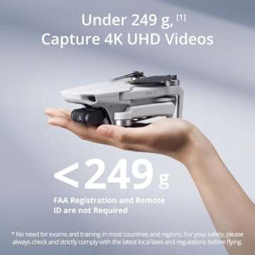 DJI Mini 4K Drone Quadcopter with Camera for Adults, Under 249 g, 3-Axis Gimbal Stabilization, 10km ...