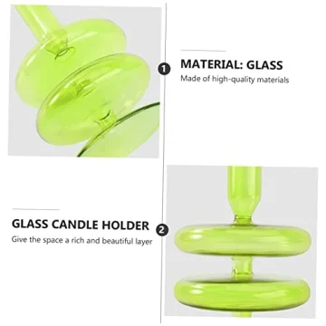 PRETYZOOM Retro Decor Glass Taper Candle Holder Candlestick Holder Pillar Candle Stand Table Centerpiece for Easter Wedding Birthday Party Favors Home Decor Green Glass Vase