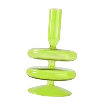 PRETYZOOM Retro Decor Glass Taper Candle Holder Candlestick Holder Pillar Candle Stand Table Centerpiece for Easter Wedding Birthday Party Favors Home Decor Green Glass Vase