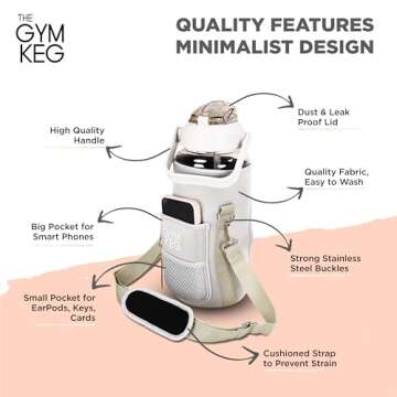 THE GYM KEG 74oz Large Water Bottle with Carrier