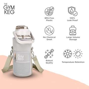 THE GYM KEG 74oz Large Water Bottle with Carrier