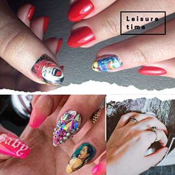 iFancer Nail Stickers Water Transfer Nail Art Decals Trendy Manicure Full Nail Wraps Women Girls Fingers Toes Nail Tattoo Decoration Punk Red Kiss Lips Sexy Girls Pattern Design Nail Art Supplies