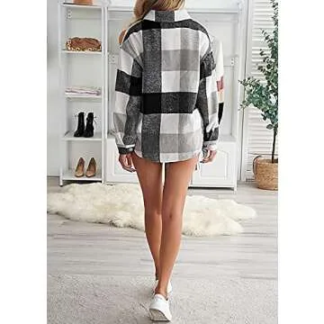 Stylish PRETTYGARDEN Women's Plaid Shacket Jacket