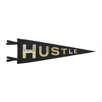 Hustle Pennant Motivational Wool Felt Wall Art - Black and Gold