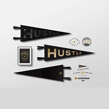 Hustle Pennant Motivational Wool Felt Wall Art - Black and Gold