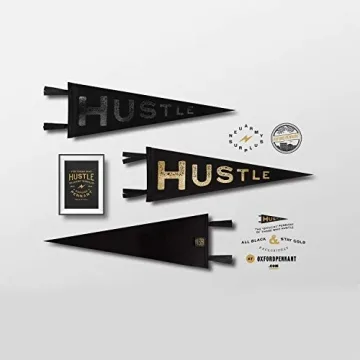 Hustle Pennant Motivational Wool Felt Wall Art - Black and Gold