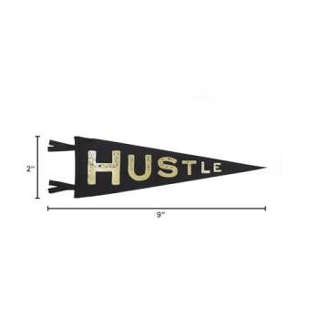 Hustle Pennant Motivational Wool Felt Wall Art - Black and Gold