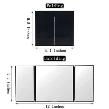 LECAMEBOR Tri-Fold Car Visor Mirror for Effortless Makeup