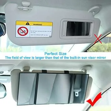 LECAMEBOR Tri-Fold Car Visor Mirror for Effortless Makeup