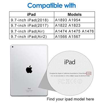 aoub Case for iPad 6th/5th Generation 9.7 inch, iPad Air 2, iPad Air, Stand Folio Detachable Wireles...