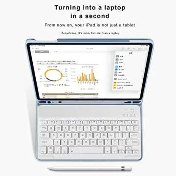 aoub Case for iPad 6th/5th Generation 9.7 inch, iPad Air 2, iPad Air, Stand Folio Detachable Wireless Bluetooth Keyboard Cover Soft TPU Back Case with Pencil Holder for iPad 9.7”, Sky Blue