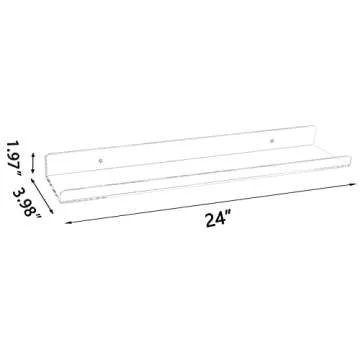 Weiai Clear Acrylic Floating Shelves 24 inches, Wall Bookshelf for Kids, Transparent Book Shelf Ledge for Wall, Set of 3