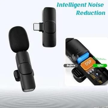 Aolemoa Wireless Microphone for iPhone iPad, Wireless Lavalier Microphone, Mini Mic Clip-on Microphones for Video Recording, Live Stream, Interview, Tiktok, Vlog, Podcast, YouTube, 2 Pack