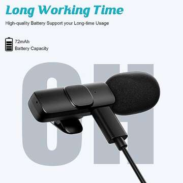 Aolemoa Wireless Microphone for iPhone iPad, Wireless Lavalier Microphone, Mini Mic Clip-on Microphones for Video Recording, Live Stream, Interview, Tiktok, Vlog, Podcast, YouTube, 2 Pack