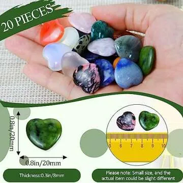 Febote 20 Pcs Polished Heart Healing Crystals for Gifts