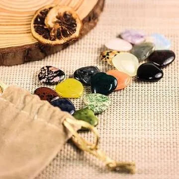 Febote 20 Pcs Polished Heart Healing Crystals for Gifts