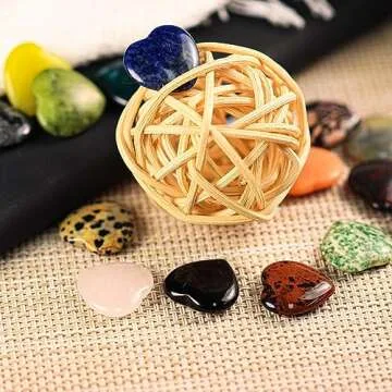 Febote 20 Pcs Polished Heart Healing Crystals for Gifts