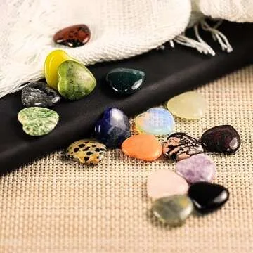 Febote 20 Pcs Polished Heart Healing Crystals for Gifts