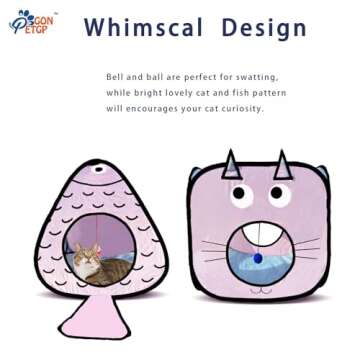 GONPETGP Cat Tunnel for Indoor Cats with Cube Tent Toys Combo, Crinkle Paper Collapsible Interactive...