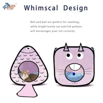 GONPETGP Cat Tunnel for Indoor Cats with Cube Tent Toys Combo, Crinkle Paper Collapsible Interactive...