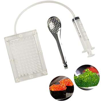 DUEBEL Spherical Caviar Dispenser, Caviar Maker Box, Molecular Gastronomy Kit | 96 Holes Roe Sauce D...