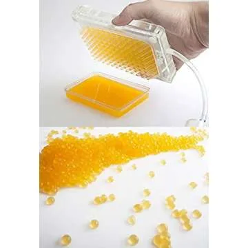 DUEBEL Spherical Caviar Dispenser, Caviar Maker Box, Molecular Gastronomy Kit | 96 Holes Roe Sauce Dispenser with Infuser & Strainer Spoon