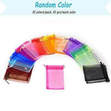 Bezall 100Pcs Organza Gift Bags, 4x6 Inches Mesh Wedding Party Favor Bags with Drawstring, Organza C...