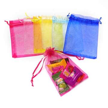 Bezall 100Pcs Colorful Organza Gift Bags, 4x6 Weddings