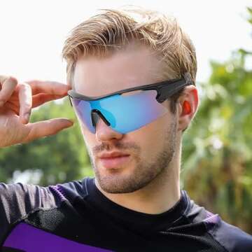 Sports Sunglasses for Men Women Youth Baseball Cycling Running Driving Fishing Golf Motorcycle Outdoor Glasses UV400