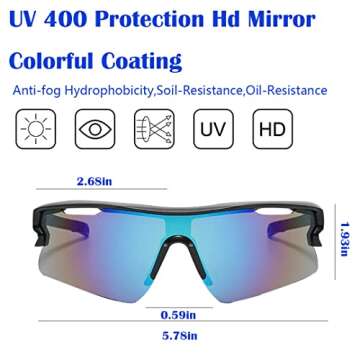 Sports Sunglasses for Men Women Youth Baseball Cycling Running Driving Fishing Golf Motorcycle Outdoor Glasses UV400