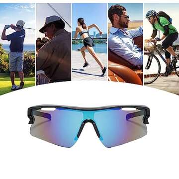 Sports Sunglasses for Men Women Youth Baseball Cycling Running Driving Fishing Golf Motorcycle Outdoor Glasses UV400